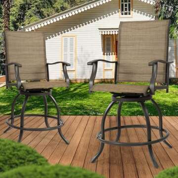 Kozyard Isabella Outdoor Patio High Swivel Bar Stools/Chairs - Stylish Comfort for Outdoor Bistro Se...
