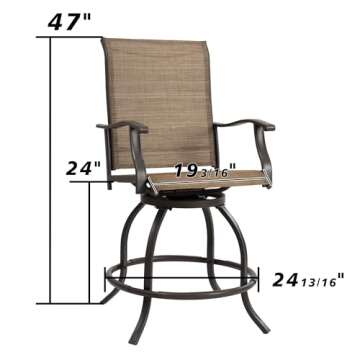 Kozyard Isabella Swivel Bar Stools for Patio Dining