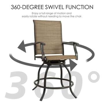Kozyard Isabella Swivel Bar Stools for Patio Dining
