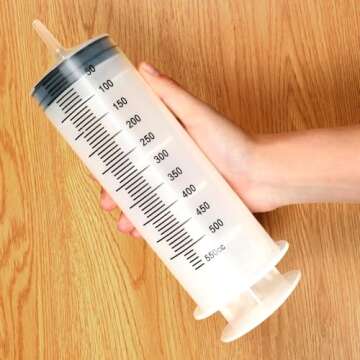 500ml Large Syringe with 27.6 Inch Tube and Blunt Needle, Sterile and Individual Sealed, Plastic Garden Syringe for Liquid, Paint, Epoxy Resin, Oil, Watering Plants, Refilling