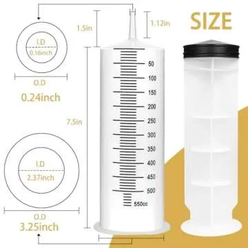 500ml Large Syringe with 27.6 Inch Tube and Blunt Needle, Sterile and Individual Sealed, Plastic Garden Syringe for Liquid, Paint, Epoxy Resin, Oil, Watering Plants, Refilling