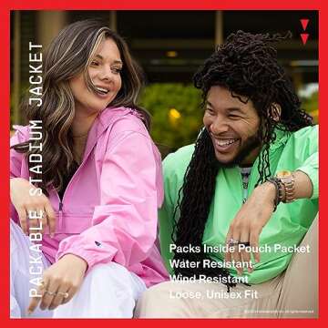 Stylish Unisex Packable Wind and Water Resistant Jacket