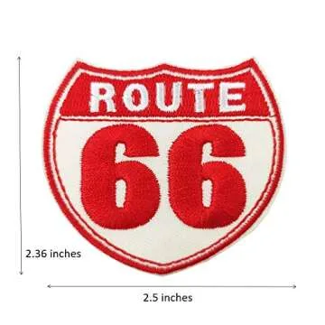 Cute-Patch Route 66 Motorcycle MC Biker Vest Embroidered Iron on sew on Patches