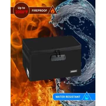 JUNDUN Index Card Holder with Lock,Collapsible Fireproof Index Card Box fits 1200 5x8-Inch Flash Cards - Business, Recipe, or Note Card Storage Boxes - Black