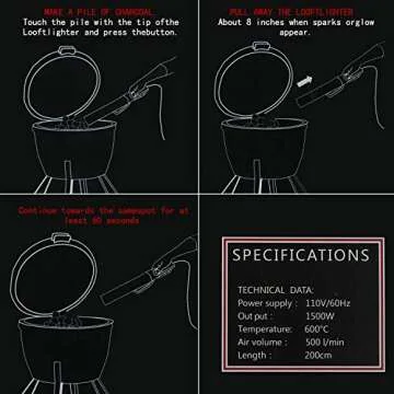 DDY Electric Charcoal Fire Starter for Quick BBQ Lighting