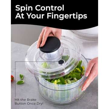 BASSWOOD Pump Salad Spinner - Multifunctional Kitchen Gadget