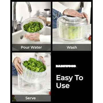 BASSWOOD Pump Salad Spinner - Multifunctional Kitchen Gadget