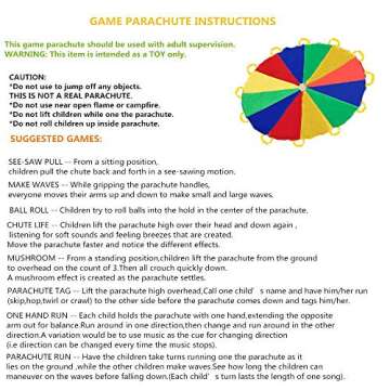 Sonyabecca Parachute 10 Feet for Kids with 12 Handles Play Parachute for 8 12 Kids Tent Cooperative Games Birthday