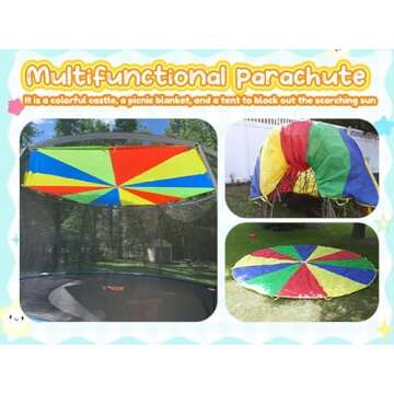 Sonyabecca Parachute 10 Feet for Kids with 12 Handles Play Parachute for 8 12 Kids Tent Cooperative Games Birthday