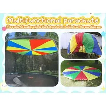 Sonyabecca Parachute 10 Feet for Kids with 12 Handles Play Parachute for 8 12 Kids Tent Cooperative Games Birthday