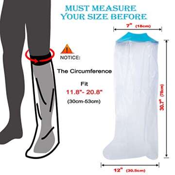 Asunby Cast Covers for Shower Leg Adult Waterproof full Leg Protector Shower Bandage Wound Showering for Broken Leg Knee Foot Ankle Wound Burns Care Supplies, After Surgery Gifts,Reusable