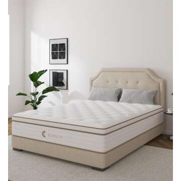 KOANTTI Full Size Mattress,Hybrid 12 Inch Full Mattress in a Box,Memory Foam & Individually Pocket Spring for Pain Relief,Medium Firm Full Mattresses,CertiPUR-US Certified.