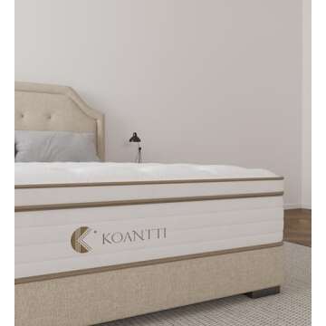 KOANTTI Full Size Mattress,Hybrid 12 Inch Full Mattress in a Box,Memory Foam & Individually Pocket Spring for Pain Relief,Medium Firm Full Mattresses,CertiPUR-US Certified.