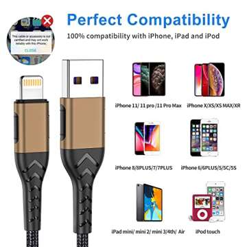 iPhone Charger, [Apple MFi Certified] 3Pack 10FT USB A Cable for Long Charger Cable, Fast iPhone Charging Cord Compatible with with iPhone Xs Max/XS/XR/X/8/7/6S/6/Plus/SE/iPad(Brown)