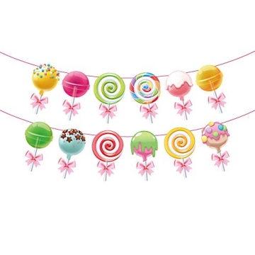 CC HOME Candy Banner - Lollipop Bunting for Birthday & Baby Shower Decorations