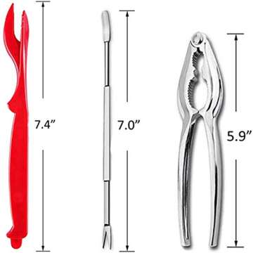PUDXLRE Crab Crackers and Tools Seafood Lobster Cracker Leg Tools Set Including 4 Forks,4 Crab Crack...