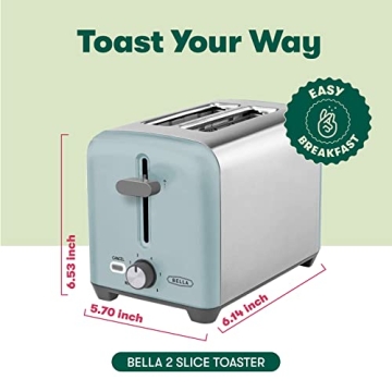 BELLA 2 Slice Toaster - Quick & Easy Toasting
