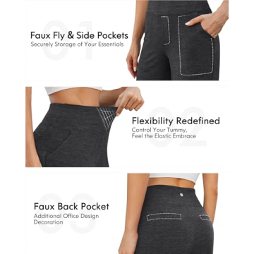 G4Free Women Wide Leg Business Casual Dressy Yoga Pants with Functional Pockets