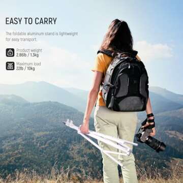 NEEWER Photography Light Stand 2.85-6.6ft/87-200cm, Spring Loaded Aluminum Tripod Stand with ø28mm Thicker Tube Diameter for Ring Light/LED Light/Strobe Flash/Softbox, Max Load 22lbs, ST-200 White