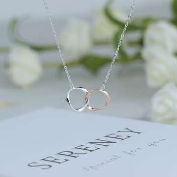 Sereney Valentines Day Sterling Silver Mother Daughter Necklace as Gifts For Daughter from Mom, Mom ...