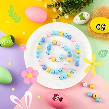 Easy Crafting with 160 Pieces Easter Wooden Beads Set
