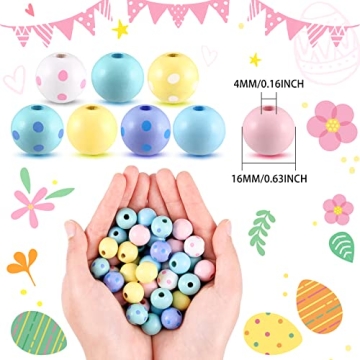 Easy Crafting with 160 Pieces Easter Wooden Beads Set