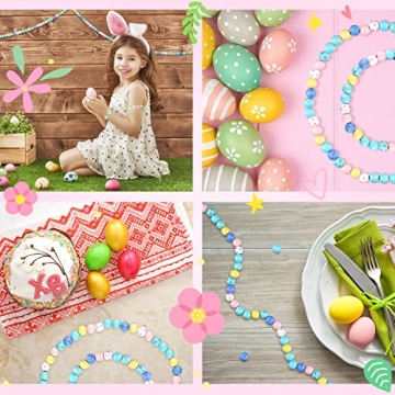 Easy Crafting with 160 Pieces Easter Wooden Beads Set