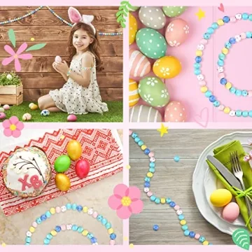 Easy Crafting with 160 Pieces Easter Wooden Beads Set