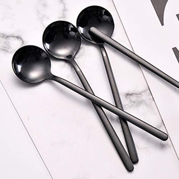 Elegant Pack of 8 Black Stainless Steel Espresso Spoons