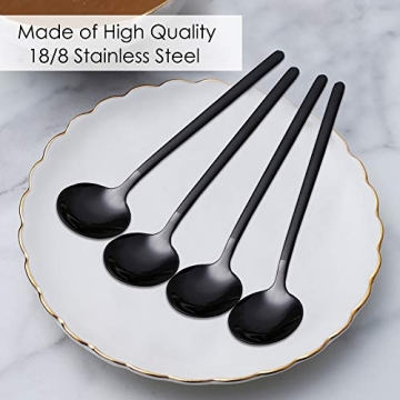 Elegant Pack of 8 Black Stainless Steel Espresso Spoons
