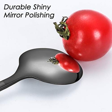 Elegant Pack of 8 Black Stainless Steel Espresso Spoons