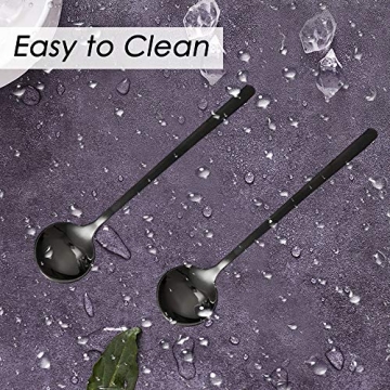 Elegant Pack of 8 Black Stainless Steel Espresso Spoons