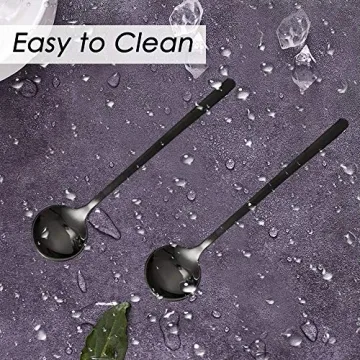 Elegant Pack of 8 Black Stainless Steel Espresso Spoons