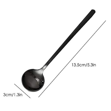 Elegant Pack of 8 Black Stainless Steel Espresso Spoons