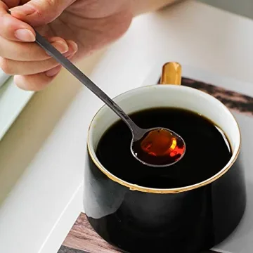 Elegant Pack of 8 Black Stainless Steel Espresso Spoons