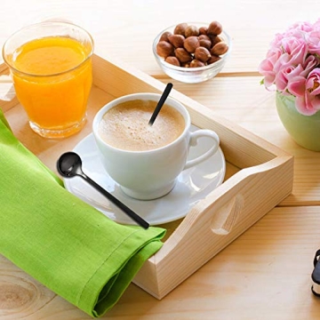 Elegant Pack of 8 Black Stainless Steel Espresso Spoons