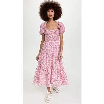 Stylish MOON RIVER Smocked Dress in Pink Multi for Women