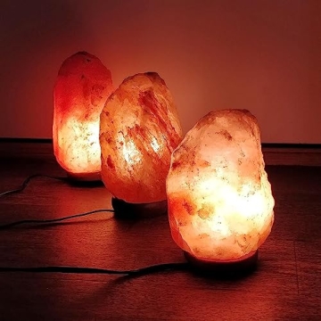 UMAID Himalayan Salt Lamp 8-10 inch (7-11 lb) with Dimmable Switch and Night Light Bulb on Handcrafted Wooden Base, Natural Pink Rock Salt Lamp