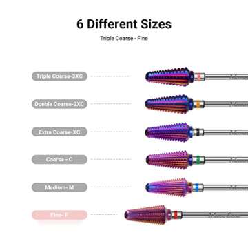 MelodySusie Professional Tornado Nail Drill Bits, 3/32'' Carbide Tungsten Multi-function Bits, Suitable for Manicure Pedicure Cuticle Gel Polishing, Salon Bits, Purple, Series Bit-X, Fine