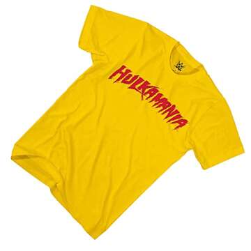 WWE Superstar Hulk Hogan Shirt - Hulkamania Hollywood Hogan - World Wrestling Champion T-Shirt (Yellow, XX-Large)