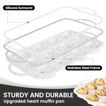 Vinino Silicone Heart Shaped Muffin Pan - 2 Pack | Durable & Non-Stick Bakeware