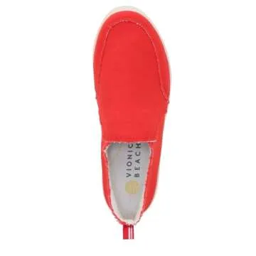 Vionic Women's Malibu Slip-ons Sneakers, Red Canvas, 10