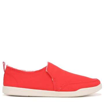 Vionic Women's Malibu Slip-ons Sneakers, Red Canvas, 10