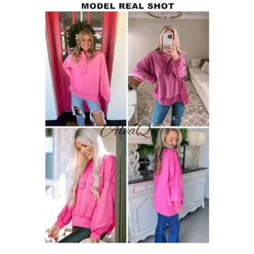 Chic AlvaQ Women's Oversized Henley Sweatshirt for 2024