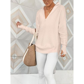 Stylish ANRABESS Women's Quarter Zip Pullover Sweater