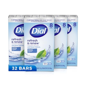 Dial Antibacterial Bar Soap - Spring Water, 32 Total Bars, 4 Pack