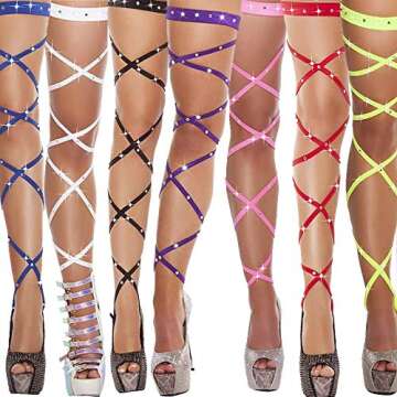 Shiny Rhinestone Leg Wraps for Raves and Festivals
