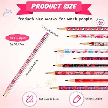 36 Pieces Valentine Pencils for Kids Class Valentine Day Pencils Colorful Wood Pencils Cartoon Valen...