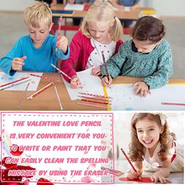 36 Pieces Valentine Pencils for Kids Class Valentine Day Pencils Colorful Wood Pencils Cartoon Valentine Pencils for Kids School Party Valentine's Day Home Supplies, Assorted Love Heart Patterns