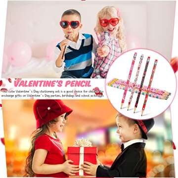 36 Pieces Valentine Pencils for Kids Class Valentine Day Pencils Colorful Wood Pencils Cartoon Valentine Pencils for Kids School Party Valentine's Day Home Supplies, Assorted Love Heart Patterns
